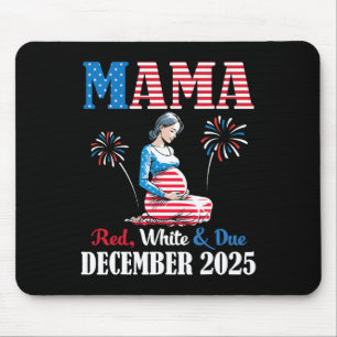 Tapis De Souris Joyeux 4 juillet Maman Rouge Blanc Et Date D'Échéa