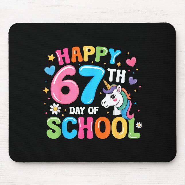 Tapis De Souris Joyeux 67e jour d'école enseignants élèves 67 Meme (Devant)