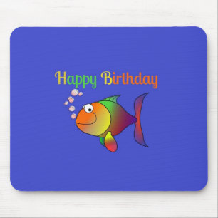 Tapis De Souris Joyeux anniversaire, Bubbles le modèle de poisson