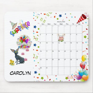 Tapis De Souris Joyeux anniversaire Janvier 2022 Calendrier Pad so