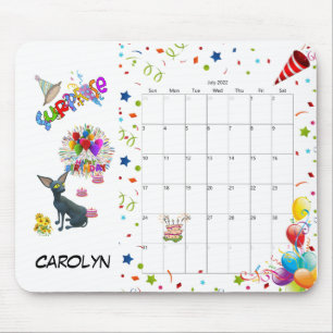 Tapis De Souris Joyeux anniversaire Juillet 2022 Calendrier Pad so