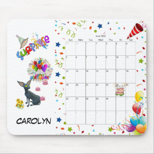 Tapis De Souris Joyeux anniversaire Juin 2022 Calendrier Pad souri