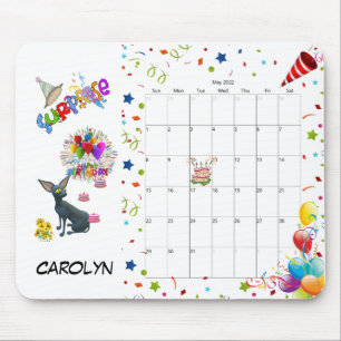 Tapis De Souris Joyeux anniversaire mai 2022 Calendrier Pad souris