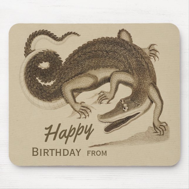 Tapis De Souris Joyeux anniversaire Wild joyeux crocodile CC0896 (Devant)
