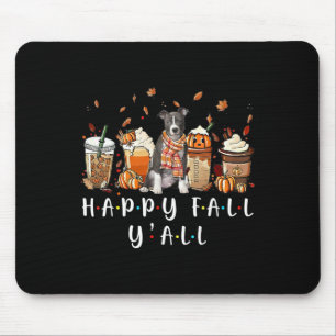 Tapis De Souris Joyeux Automne à Tous Pitbull Chien Café Citrouill