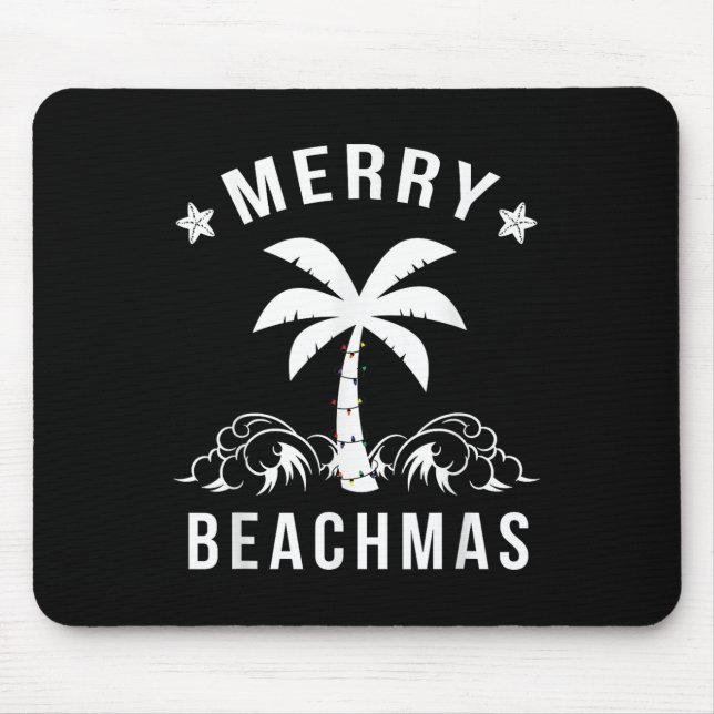 Tapis De Souris Joyeux Beachmas Palm Tree Beach Noël (Devant)
