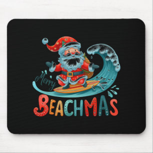 Tapis De Souris Joyeux Beachmas Santa Surfant Design Rétro T Shirt