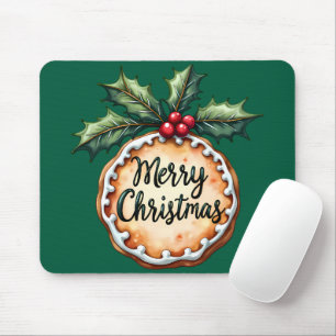 Tapis De Souris Joyeux biscuit de Noël avec baies Holly