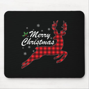 Tapis De Souris Joyeux Buffalo de Noël Plaid Deer Xmas Hommes Femm