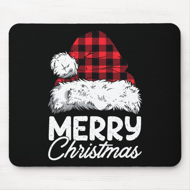Tapis De Souris Joyeux Buffalo de Noël Plaid Rouge Noël Noël Noël  (Devant)
