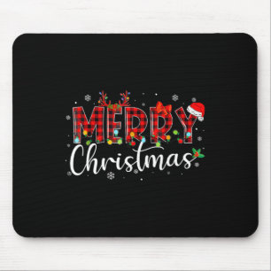 Tapis De Souris Joyeux Buffalo de Noël Plaid Rouge Noël Noël Noël