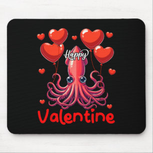 Tapis De Souris Joyeux Calmar Saint-Valentin tenant coeur Bylloons