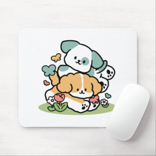 Tapis De Souris Joyeux Chiots Arrivés En Mai - Kawaii Dog Art