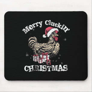 Tapis De Souris Joyeux Cluckin Noël Drôle Poulet Père Noël