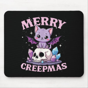 Tapis De Souris Joyeux Creepmas Chat Pastel Goth Noël Crâne Pour