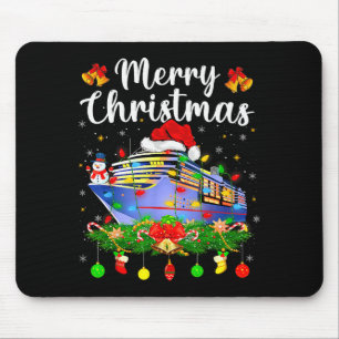 Tapis De Souris Joyeux Cruisemas Éclairage Xmas Père Noël Bateau d