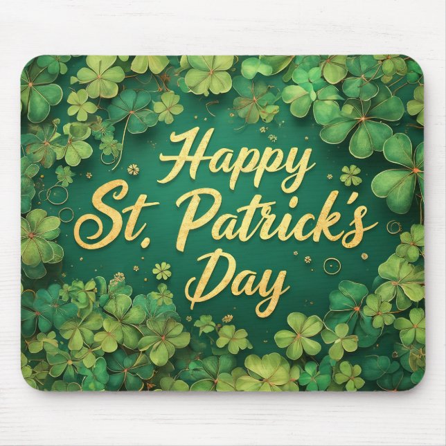 Tapis De Souris Joyeux design de trèfle de la Saint-Patrick (Devant)