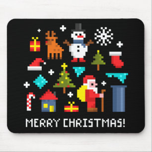 Tapis De Souris Joyeux dessins en pixels de Noël