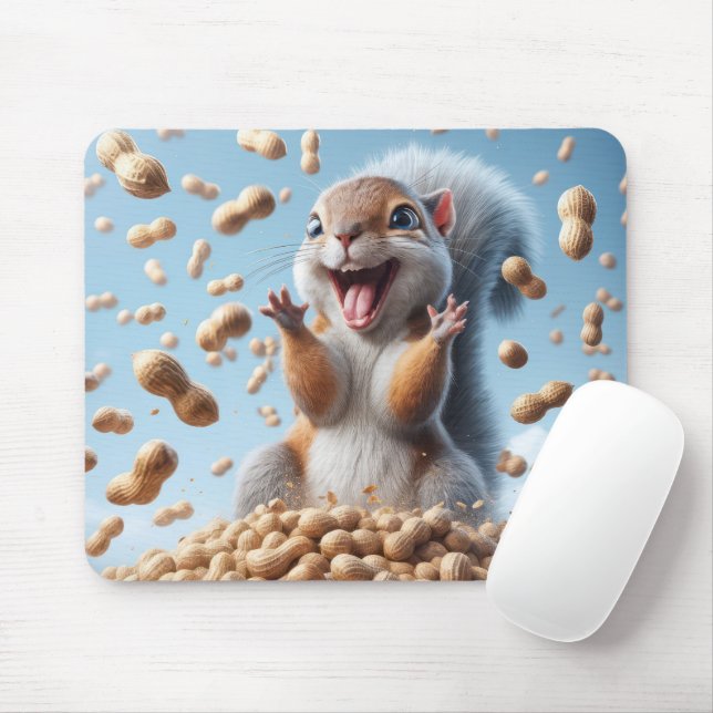 Tapis De Souris Joyeux écureuil dans un seau d'arachide (Avec souris)