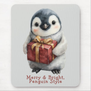 Tapis De Souris Joyeux et brillant pingouin Noël