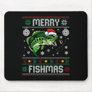 Tapis De Souris Joyeux Fish Noël Fun Fish Pêche Pêcheur Ugly Chri
