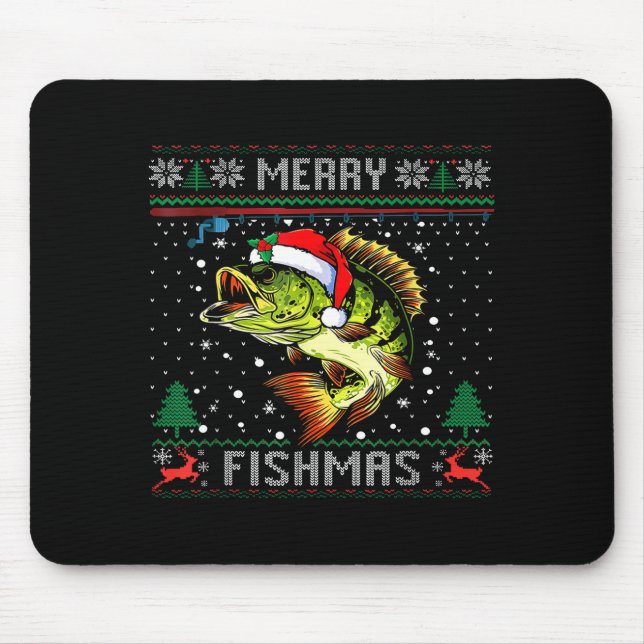 Tapis De Souris Joyeux Fishmas B Fish Noël Pêche Sweat Ugly (Devant)