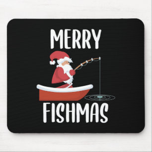 Tapis De Souris Joyeux Fishmas Drôle de Père Noël Pêcheur Poisson 