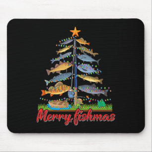 Tapis De Souris Joyeux Fishmas Drôle Fisher Sapin de Noël Pêche