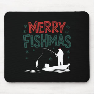 Tapis De Souris Joyeux Fishmas Noël drôle de pêcheur de vacances F