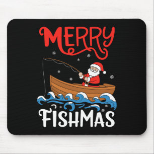 Tapis De Souris Joyeux Fishmas Noël drôle Santa Claus pêche 