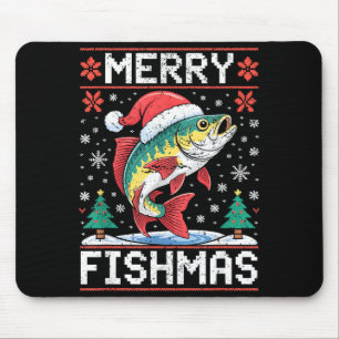 Tapis De Souris Joyeux Fishmas Sweat de Noël Moche Amoureux de la