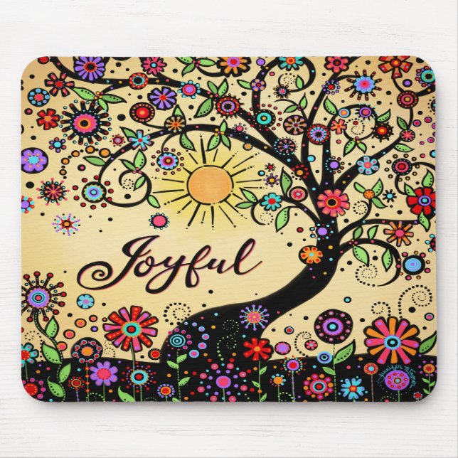 Tapis De Souris Joyeux Fun Whimsical Colorful Tree (Devant)