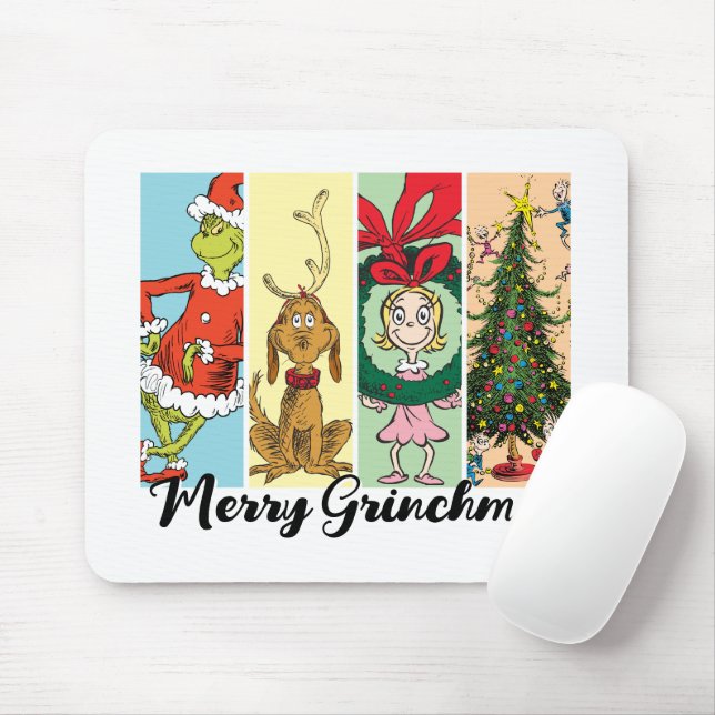 Tapis De Souris Joyeux Grinchmas Collage de Fêtes (Avec souris)