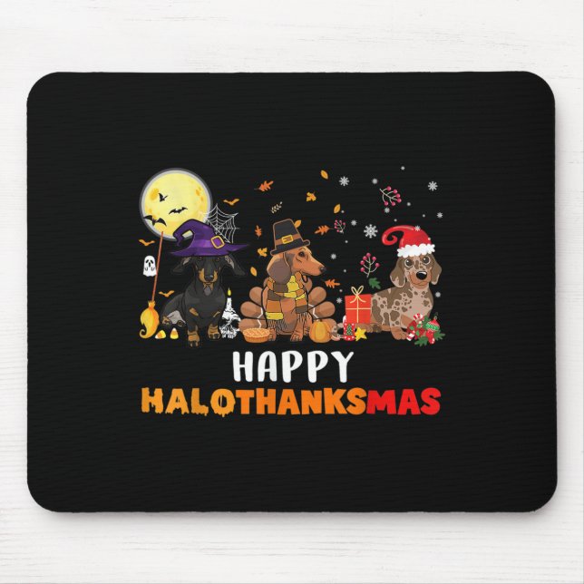 Tapis De Souris Joyeux Hallothanksmas Dachshund Amoureux des chien (Devant)