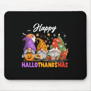 Tapis De Souris Joyeux Hallothanksmas Gnome Halloween Thanksgiving