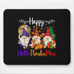 Tapis De Souris Joyeux Hallothanksmas Gnomes Halloween Thanksgivin