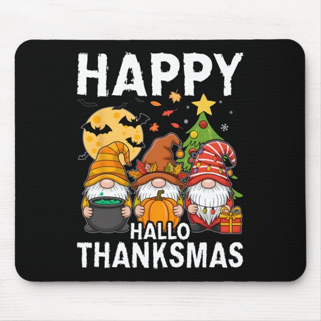 Tapis De Souris Joyeux Hallothanksmas Gnomes Lover Halloween Joyeu (Devant)