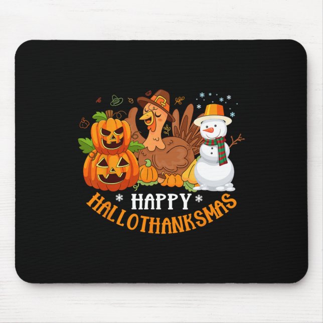 Tapis De Souris Joyeux Hallothanksmas Halloween Thanksgiving Chris (Devant)