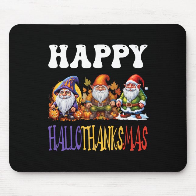 Tapis De Souris Joyeux Hallothanksmas Halloween Thanksgiving Chris (Devant)