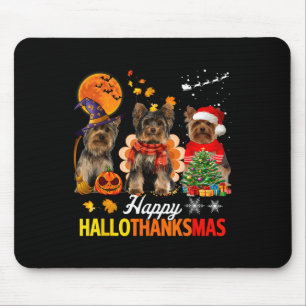 Tapis De Souris Joyeux Hallothanksmas Halloween Yorkie Thanksg Hal