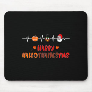 Tapis De Souris Joyeux Hallothanksmas Heartbeat Fall Thanksgiving