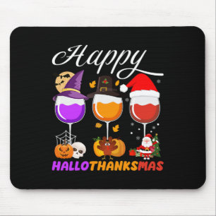 Tapis De Souris Joyeux Hallothanksmas Vin Gl Halloween Thanksgivin