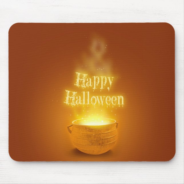 Tapis De Souris Joyeux Halloween Chaudron de Sorcière (Devant)