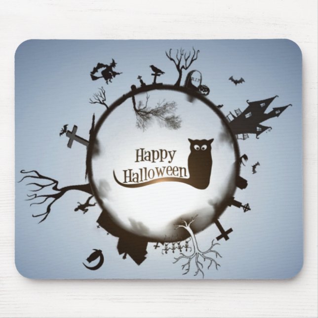 Tapis De Souris Joyeux Halloween Éffrayant Thème (Devant)
