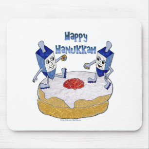 Tapis De Souris Joyeux Hanukkah Toupie de Hanukkah Beignet