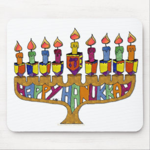Tapis De Souris Joyeux Hanukkah Toupies Menorah
