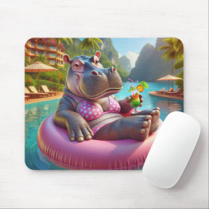 Tapis De Souris Joyeux Hippo Avec Boisson