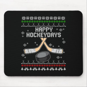 Tapis De Souris Joyeux Hockeydays Pyjama de Noël laid Cool Hockey