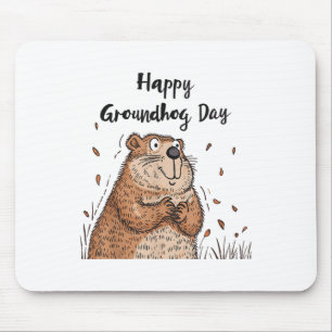 Tapis De Souris Joyeux Jour de marmotte Funny Jour de marmotte Hom