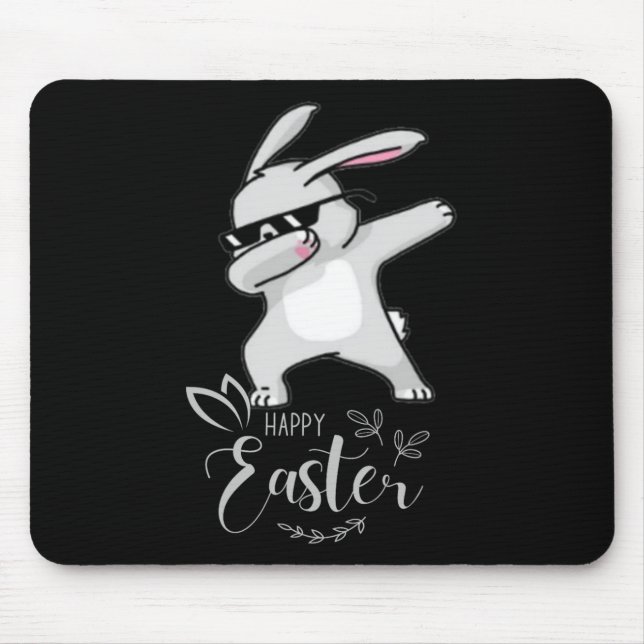 Tapis De Souris Joyeux jour de Pâques mignon lapin en dubbing lapi (Devant)